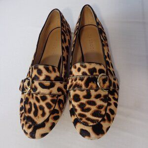 Talbots Women's 100% Hair Calf Leather Leopard Slip On Buckles Flats Size 9.5M